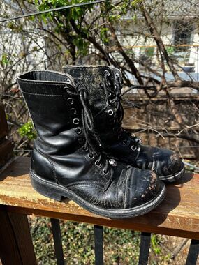 Vintage 1960’s Military Paratrooper Jump Boots Cap Toe Men’s 7 women’s 8.5 blk